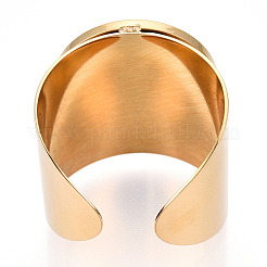 304 Stainless Steel Open Cuff Finger Ring Cabochon Settings&nbsp;STAS-T060-03G