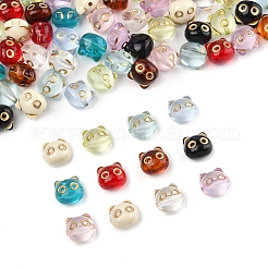 110個11色透明アクリルビーズ  猫  ゴールドライン入り  ミックスカラー  12.5x13x11mm  穴：1.8mm  10個/カラー&nbsp;MACR-FS0002-07