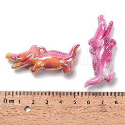 不透明なアクリルビーズ  紫外線反応性ビーズ  虹色の  ワニ  21x53x13mm  穴：3mm&nbsp;OACR-D315-03B