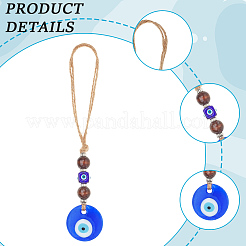 1Pc Glass Blue Evil Eye Pendant Decorations&nbsp;HJEW-CN0001-42B