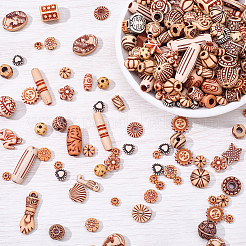 アクリルビーズ6袋  混合図形  チョコレート  6~27x6~11x3~11mm  穴：1~4mm  約15~30個/袋&nbsp;MACR-SC0002-60