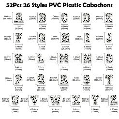 52 個 26 スタイル PVC プラスチックカボション  ヒョウ柄の文字  a～zの文字  25.5~27.5x11~32x3.8mm  2个/レター&nbsp;FIND-CJ0002-58