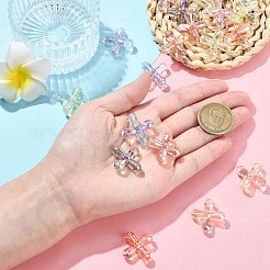 50 個の UV メッキ透明アクリルビーズ  クロス  ミックスカラー  24~24.5x25x9.5mm  穴：2mm&nbsp;MACR-CJ0002-21