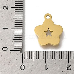 イオンプレーティング（IP）304ステンレススチール手動研磨ペンダント  白いアクリルを使って  ゴールドカラー  スター  15x13x2mm  穴：1.6mm&nbsp;STAS-M059-01G-E02