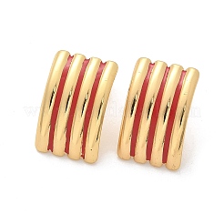 304ステンレススチールスタッドピアス  エナメル  ストライプ長方形  ゴールドカラー  19x12mm&nbsp;EJEW-A130-03B-G