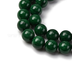 天然のティールジェイドラウンドビーズ連売り  染め  10mm  穴：1mm  約40個/連  15.7インチ&nbsp;G-P070-09-10mm-01