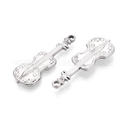 304ステンレスペンダント  バイオリン  ステンレス鋼色  32x11x3mm  穴：1.8mm&nbsp;STAS-T067-63P
