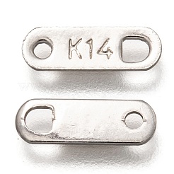 変色しにくい304ステンレススチールスライスチェーンタブ  単語k14の楕円形  ステンレス鋼色  11x4x0.5mm  穴：1.2~2mm&nbsp;STAS-Z024-03P