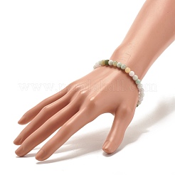 Natural Jadeite Round Beaded Stretch Bracelet&nbsp;BJEW-JB07572-01