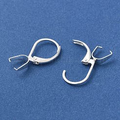 イオンプレーティング(IP) 304 ステンレススチール レバーバック イヤリング金具  アイスピックピンチベイル付き  銀  21x10x3mm&nbsp;STAS-U025-01S-01