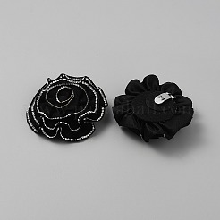 花のポリエステル靴の装飾  取り外し可能な鉄の靴のバックル クリップ  ブラック  70x21mm&nbsp;AJEW-WH0348-632