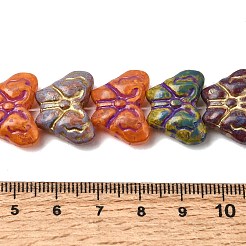 塗装ガラスビーズ連売り  ゴールドライン入り  蝶結び  カラフル  14~14.5x18.5~19x7~7.5mm  穴：1.1mm  約25個/連  13.39''（34センチメートル）&nbsp;GLAA-Z021-03A