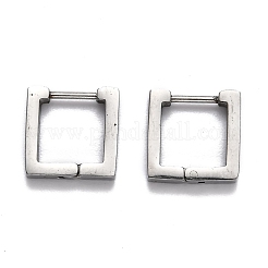 変色しにくい304ステンレススチールスクエアフープピアス  ステンレス鋼色  12x12x3mm  ピン：1mm&nbsp;STAS-H156-09A-P