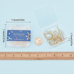 真鍮製ピアスフックとフープピアス40個、2スタイル  水平ループ付き  18KGP本金メッキ  35mm  穴：1.8mm  20ゲージ  ピン：0.8mm  20pc&nbsp;KK-SC0002-43