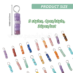 36Pcs 9 Styles Natural Gemstone Heishi Beaded Pendants&nbsp;PALLOY-FH00062