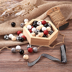 Painted Natural Wood Beads&nbsp;WOOD-YS0001-01