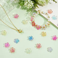 180 個 6 色のアクリルビーズキャップ  5  - 花びらの花  ミックスカラー  17.5x18x5mm  穴：1.2mm  30個/カラー&nbsp;OACR-PA0001-15