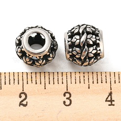 316サージカルステンレスビーズ  バレル  アンティークシルバー  9.5x9mm  穴：3.7mm&nbsp;STAS-Q304-06AS