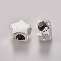 チベット風合金ヨーロピアンビーズ  大穴スタービーズ  鉛フリー＆カドミウムフリー  アンティークシルバー  11x7mm  穴：4mm&nbsp;X-TIBEB-Q054-20AS-NR