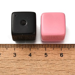 スプレープリントアクリルビーズ  キューブ  ミックスカラー  16x15.5x15.5mm  穴：3mm&nbsp;OACR-R002-04A