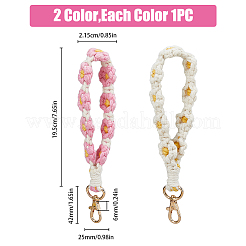 2Pcs 2 Colors Cotton Handmade Braided Wrist Lanyard Pendant Decorations&nbsp;KEYC-HY0001-20