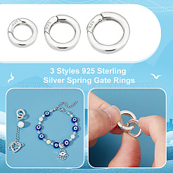 3Pcs 3 Styles 925 Sterling Silver Spring Gate Rings with 925 Stamp&nbsp;STER-PH0001-54