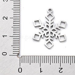 クリスマステーマの変色防止304ステンレススチールペンダント  レーザー切断  ステンレス鋼色  スノーフレーク  22x17x1mm  穴：1.5mm&nbsp;STAS-R003-04P-04