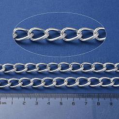 酸化アルミニウムテクスチャードカーブチェーン  ツイストチェーン  溶接されていない  スプールで  銀  12.5x8.5x4.5mm  約98.43フィート（30m）/ロール&nbsp;CHA-H001-08S