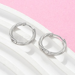 304ステンレススチールツイストフープピアス（女性用）  ステンレス鋼色  17x2.5mm&nbsp;EJEW-A130-02B-P