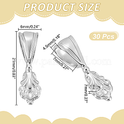 ラックメッキ真鍮接着フラットパッドベイル30個  プラチナ  21x6x7mm  穴：7x4.5mm&nbsp;KK-HY0004-20