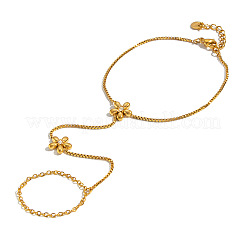 304 Stainless Steel Flower Hand Chain Ring Bracelets for Women&nbsp;NO1550