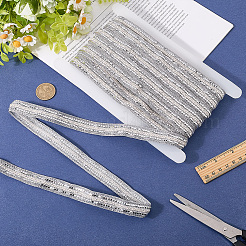 10ヤードのポリエステルリボン  プラスチックpailletteビーズと  銀  3/4インチ（19mm）&nbsp;OCOR-GF0005-19A