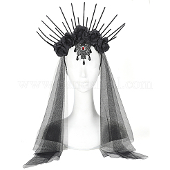 ハロウィーン ポリエステル ラインストーン ドレス 花嫁 ウェディング ベール ヘッドバンド  ABSとPPプラスチックビーズ付き  ブラック  775x393x11.5mm&nbsp;FIND-WH20019-165B-166