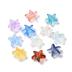 透明ガラスビーズ  ヒトデ  ミックスカラー  15x15x7mm  穴：0.8mm&nbsp;GLAA-O023-23