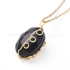 Glass Pendant Necklaces&nbsp;NJEW-JN02587-02