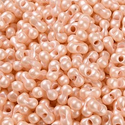 ガラスシードビーズ  不透明色の光沢  ピーナッツ  桃パフ  5~6x2.5~3x3~3.5mm  穴：1~1.2mm  約5000個/ポンド&nbsp;SEED-L011-04A-15