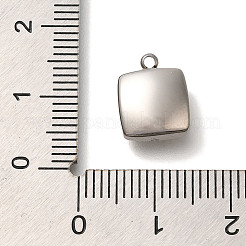 304ステンレススチールチャーム  ポリマークレイクリスタルラインストーン  ステンレス鋼色  正方形  11.5x9.5x4.5mm  穴：1.4mm&nbsp;STAS-P371-069P-01