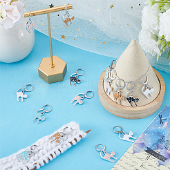 20Pcs 5 Colors Cat Shape Alloy Enamel Pendant Locking Stitch Markers&nbsp;HJEW-SC00032