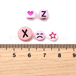 200個の不透明なアクリルビーズ  混合図形  ミックスカラー  6.5~10x6~10x4~6mm  穴：1.6~3.5mm&nbsp;MACR-FP0001-24