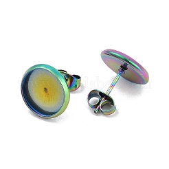 Flat Round 304 Stainless Steel Stud Earring Settings Ion Plating(IP)&nbsp;STAS-I323-18mm-RC