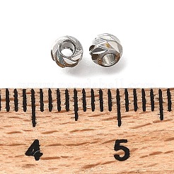 真鍮ビーズ  長持ちメッキ  スパイラルラウンド  ニッケルフリー  プラチナメッキ  3.5mm  穴：1.4mm&nbsp;KK-B147-02C-P