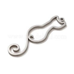変色しない304ステンレススチールペンダント  レーザー切断  中空の猫のチャーム  ステンレス鋼色  33x10x1mm  穴：1.2mm&nbsp;STAS-O005-09P