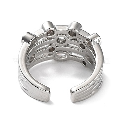 Rack Plating Brass Micro Pave Cubic Zirconia Open Cuff Rings&nbsp;RJEW-Q777-14P