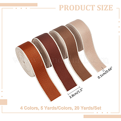 20ヤード 4色ポリエステル刺繍リボン  ストライプエッジのリボン  洋服アクセサリー  ミックスカラー  1-1/2インチ（38mm）  5ヤード/カラー&nbsp;OCOR-WR0001-17