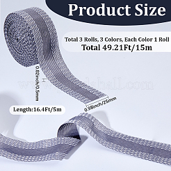3色のポリエステルリボン3個  アクセサリー縫製用  ミックスカラー  1インチ（25mm）  5m / pc  1pc /カラー&nbsp;OCOR-CN0001-04