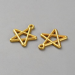 亜鉛合金チャーム  スターのチャーム  ゴールドカラー  16x14x1.5mm  穴：1.3mm&nbsp;FIND-WH0139-508G