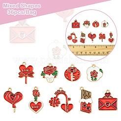 36Pcs 9 Styles Valentine's Day Theme Alloy Enamel Pendants&nbsp;ENAM-FS0002-48-RS