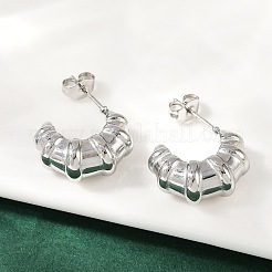304ステンレススチールスタッドピアス  クロワッサン  ステンレス鋼色  17x7.5mm&nbsp;EJEW-S272-02P