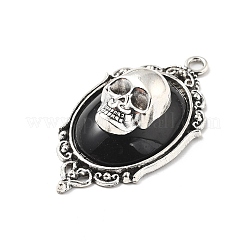 Gothic Style Oval with Skull Alloy Resin Pendants&nbsp;PALLOY-V007-04AS-02
