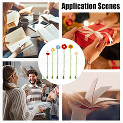 6Pcs 6 Styles Flower & Mushroom & Leaf Handmade Woven Woolen Yarn Bookmarks&nbsp;HJEW-HY0001-19